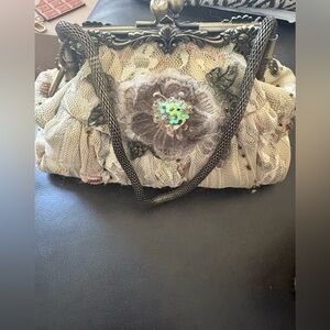 Mary Frances Elegant Floral Lace Handbag
